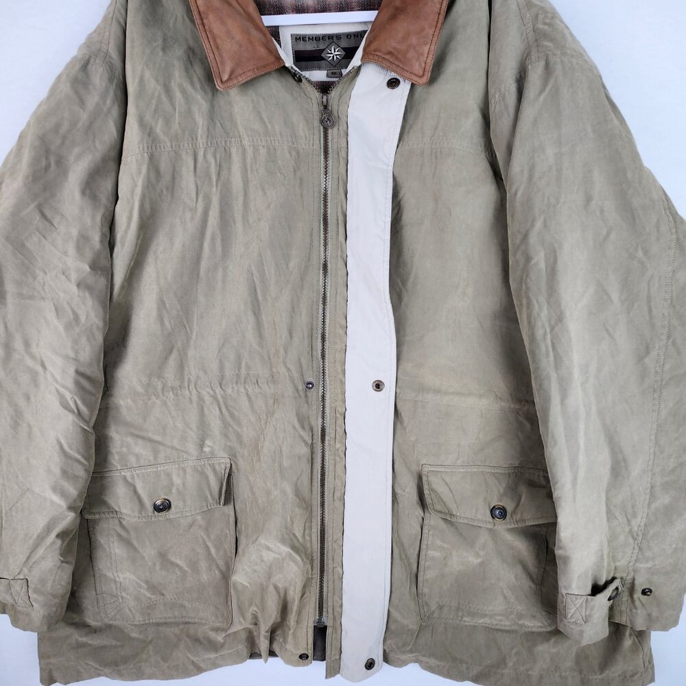 Members Only Mens 5X Green Field Coat Leather Collar Removable Quilted Liner - Picture 6 of 16